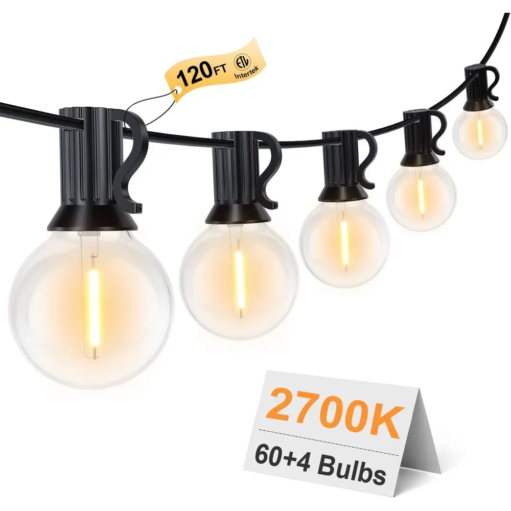 120T Outdoor String Lights, Waterproo Patio Lights with 64 Hanging Lights Globe G40 Bulbs, 2700k Shatterproo or Backyard Outside
120T Outdoor String Lights, Waterproo Patio Lights with 64 Hanging Lights Globe G40 Bulbs, 2700k Shatterproo or Backyard Outside