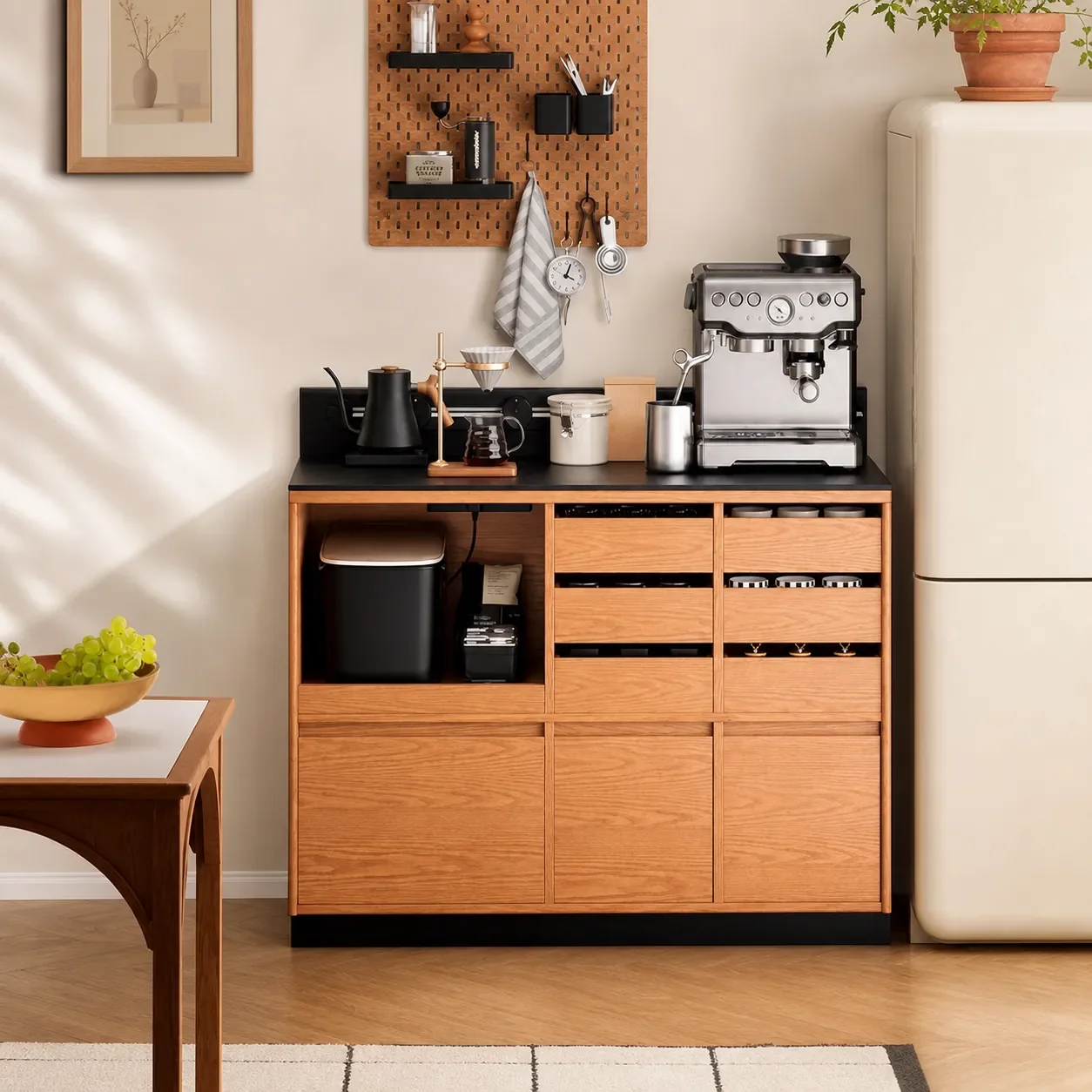 Solid Wood Sideboard Cabinet for Coffee Bar with Wall-Mounted Laminate Countertop Storage Tea Trolley for Home Use
Solid Wood Sideboard Cabinet for Coffee Bar with Wall-Mounted Laminate Countertop Storage Tea Trolley for Home Use
