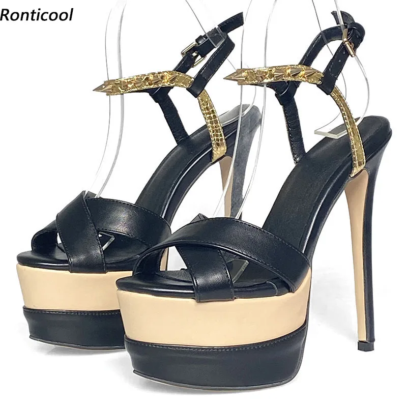 Ronticool New Women Platform Summer Sandals Studded Faux Leather Stiletto Heels Open Toe Elegant Black Club Shoes US Size 5-20
Ronticool New Women Platform Summer Sandals Studded Faux Leather Stiletto Heels Open Toe Elegant Black Club Shoes US Size 5-20