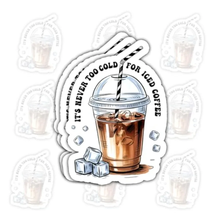 3 Pcs It's Never Too Cold for Iced Coffee Stickers Funny Quote Decals for Coffee Lovers, Beverage Enthusiasts Gifts for Those W
3 Pcs It's Never Too Cold for Iced Coffee Stickers Funny Quote Decals for Coffee Lovers, Beverage Enthusiasts Gifts for Those W