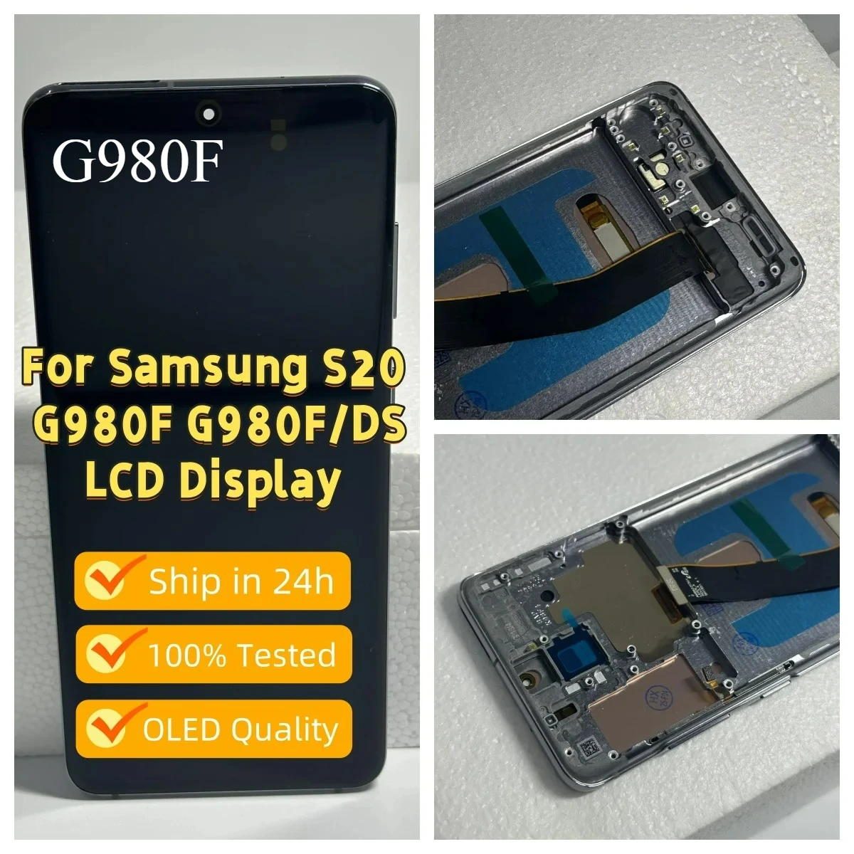 6.2'' S20 OLED LCD For Samsung G980 G980F G981 G981F LCD Display 4G 5G Touch Screen Digitizer Assembly Replacement with Frame
6.2'' S20 OLED LCD For Samsung G980 G980F G981 G981F LCD Display 4G 5G Touch Screen Digitizer Assembly Replacement with Frame
