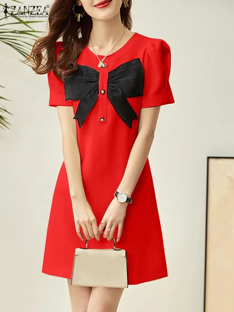 Women Elegant Party Knee-length Sundress ZANZEA Fashion Summer Bow Tie Short Sleeve Dress Casual Robe Femme Club Vestido Kaftan
Women Elegant Party Knee-length Sundress ZANZEA Fashion Summer Bow Tie Short Sleeve Dress Casual Robe Femme Club Vestido Kaftan