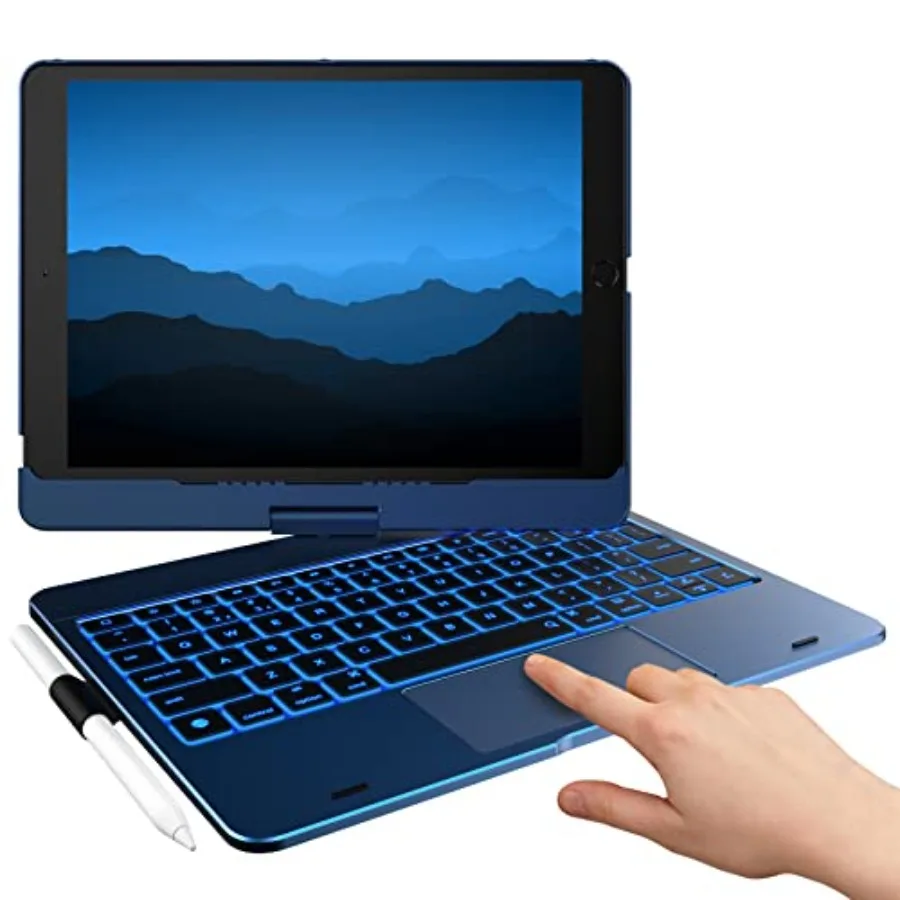 iPad 9th Gen case with keyboard for 10.2 2021 multi-touch trackpad 10-color backlight 360 rotatable thin light midnight blue
iPad 9th Gen case with keyboard for 10.2 2021 multi-touch trackpad 10-color backlight 360 rotatable thin light midnight blue