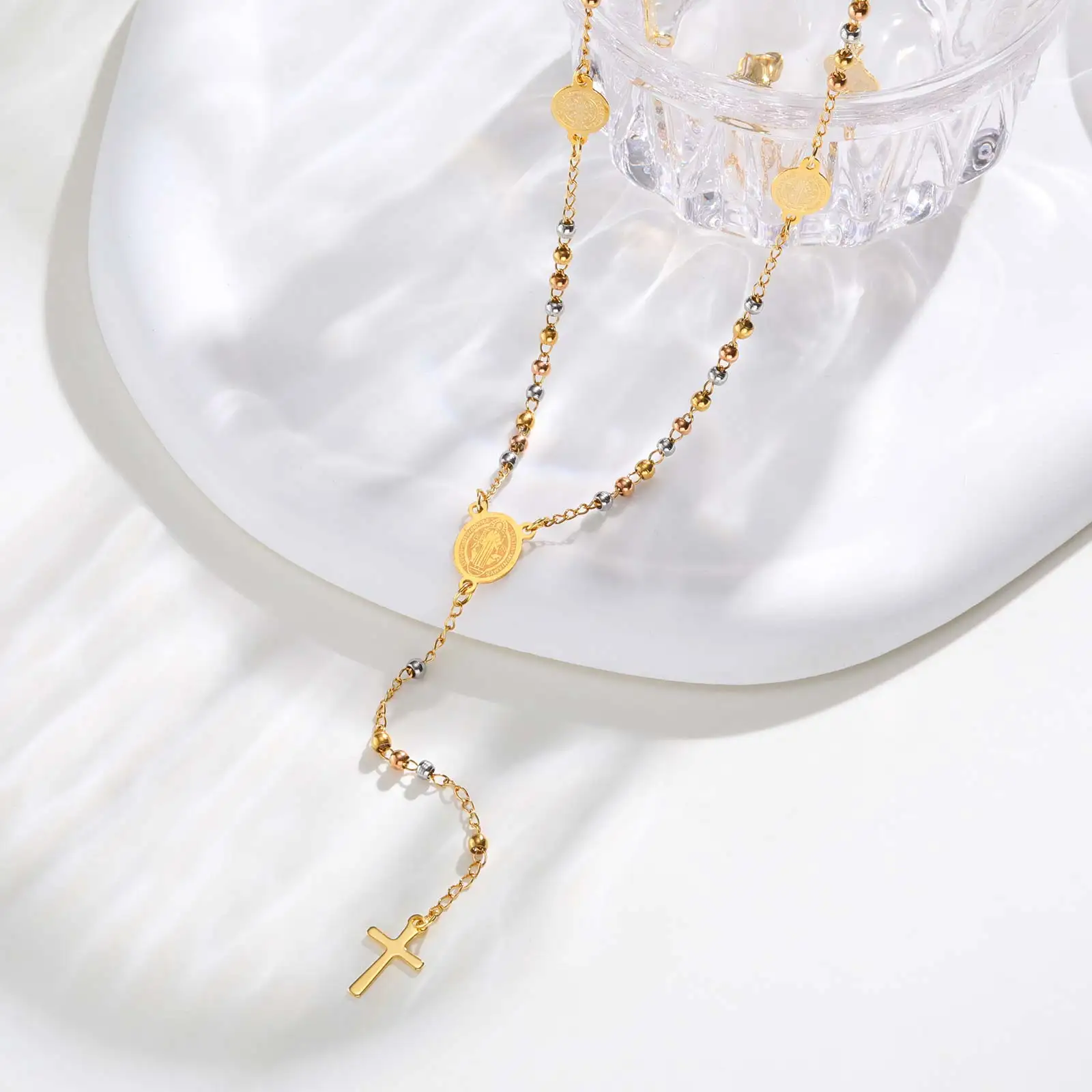Three-color Rosary Saint Benedict Necklace for Women,Stainless Steel Y-shaped Prayer Necklaces,Catholic Rosaries Jewelry Gift
Three-color Rosary Saint Benedict Necklace for Women,Stainless Steel Y-shaped Prayer Necklaces,Catholic Rosaries Jewelry Gift