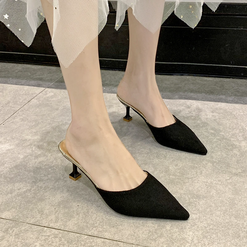 Female Shoes Thin Heels Heeled Mules Cover Toe Ladies' Slippers Flock Luxury Slides Low Loafers 2025 High Designer Flat Fashion
Female Shoes Thin Heels Heeled Mules Cover Toe Ladies' Slippers Flock Luxury Slides Low Loafers 2025 High Designer Flat Fashion
