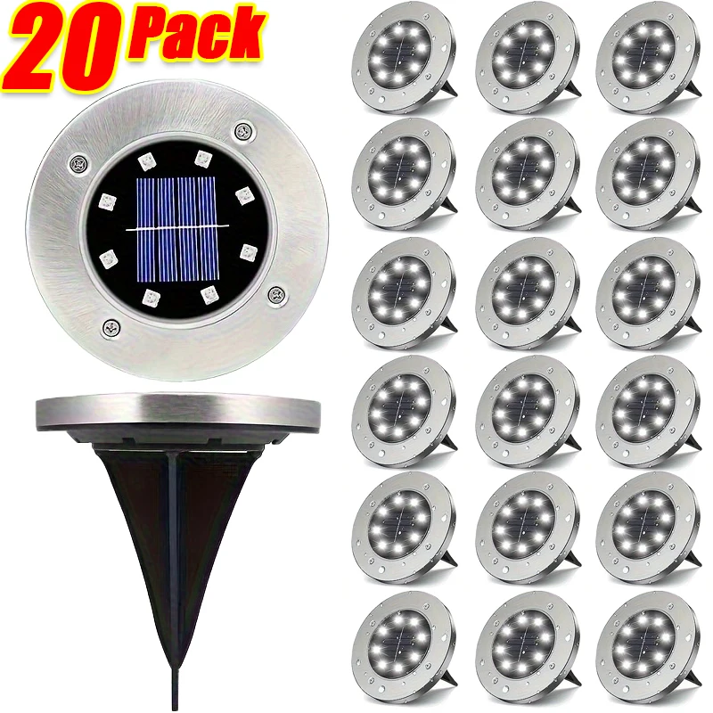 4/8/20Pcs Solar Power Disk Lights LED Outdoor Garden Underground Light Spotlight Deck Lamps Courtyard Lawn Lamp White Light
4/8/20Pcs Solar Power Disk Lights LED Outdoor Garden Underground Light Spotlight Deck Lamps Courtyard Lawn Lamp White Light