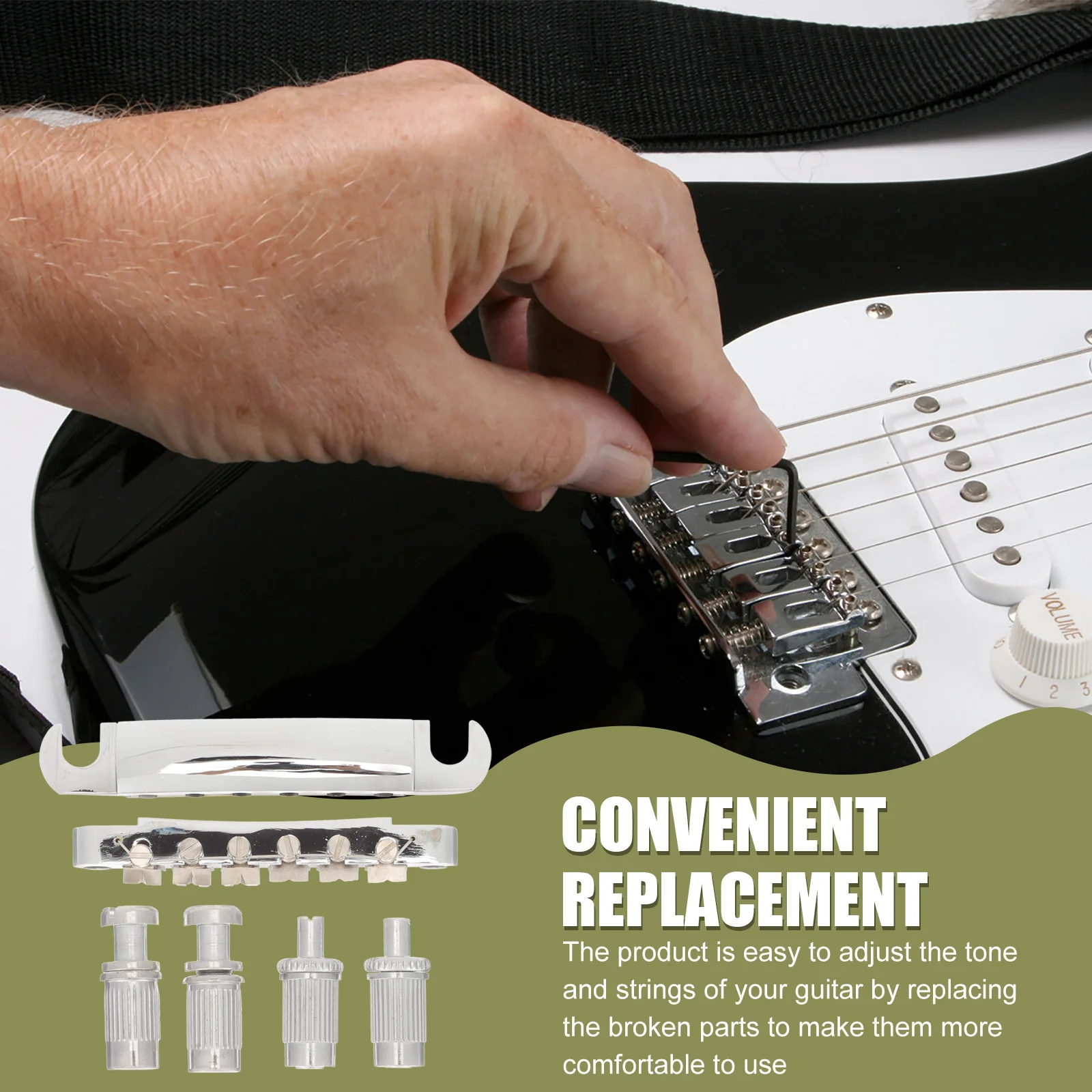 1Set Electric Guitar Bridge Tailpiece Saddle Studs High Durability Metal Guitar Bridge Replacement Parts Musical Instrument
1Set Electric Guitar Bridge Tailpiece Saddle Studs High Durability Metal Guitar Bridge Replacement Parts Musical Instrument