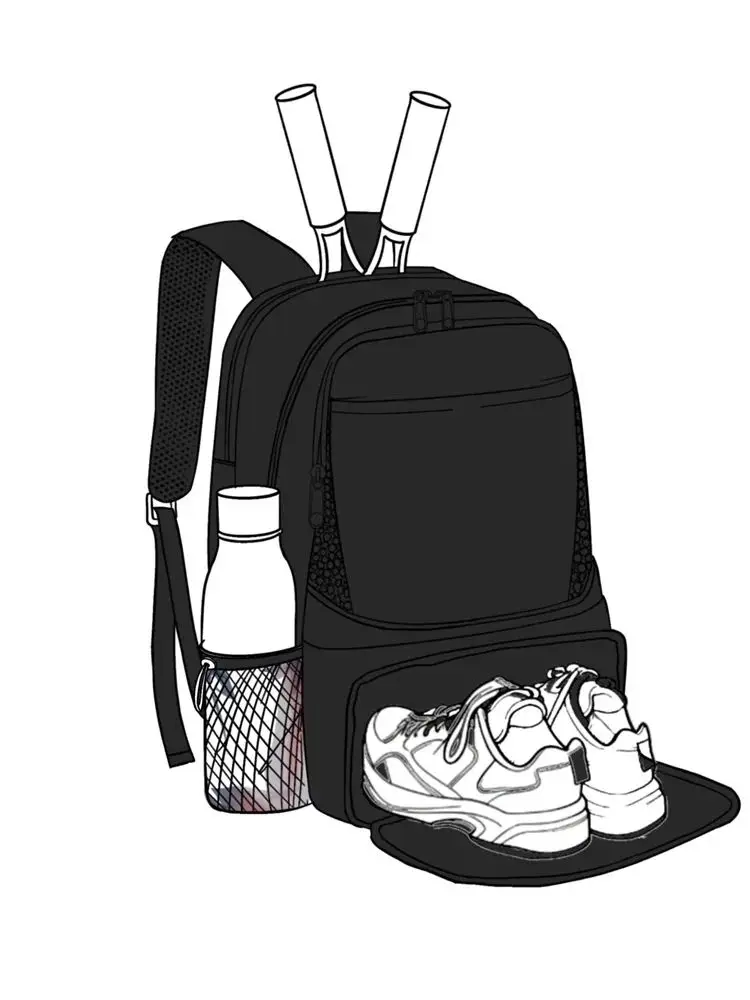 Рюкзак для теннисных ракеток с отделением для мокрых и сухих вещей, большой вместимости, для бадминтонных ракеток, вмещает 2 ракетки, с карманом для обуви, черный
Рюкзак для теннисных ракеток с отделением для мокрых и сухих вещей, большой вместимости, для бадминтонных ракеток, вмещает 2 ракетки, с карманом для обуви, черный