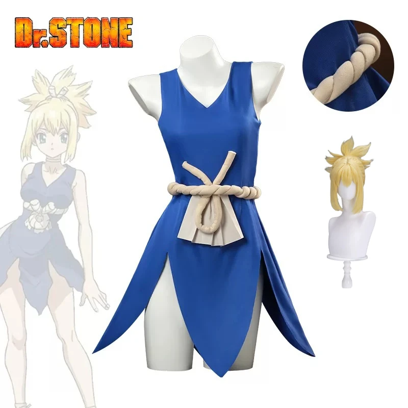 Dr Stone Kohaku Cosplay Costume Wild Warrior Blue Combat Dress Polyester Uniform Full Set For Women Cosplay Party
Dr Stone Kohaku Cosplay Costume Wild Warrior Blue Combat Dress Polyester Uniform Full Set For Women Cosplay Party