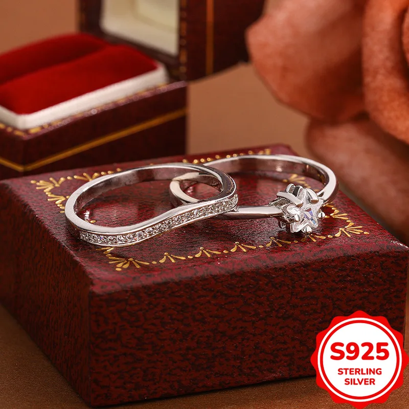 Fashionable, Classic and Versatile Authentic S925 Silver Five-claw Star Ring Set Ring for Women
Fashionable, Classic and Versatile Authentic S925 Silver Five-claw Star Ring Set Ring for Women