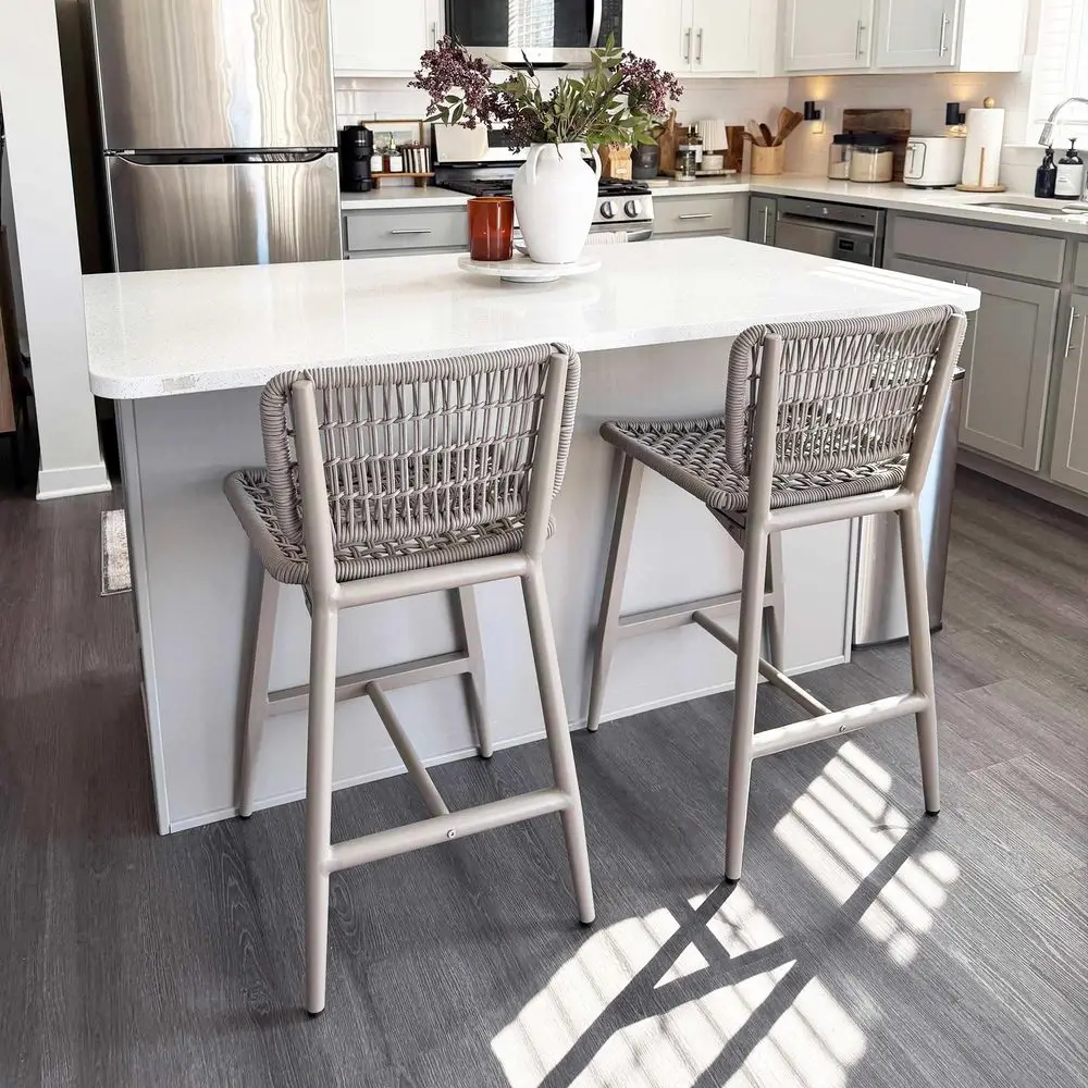 Patio Counter Height Bar Stools Set of 2 Metal Bar Chairs with Back Wicker Woven Stools for Kitchen Island Pool Garden Outdoor
Patio Counter Height Bar Stools Set of 2 Metal Bar Chairs with Back Wicker Woven Stools for Kitchen Island Pool Garden Outdoor