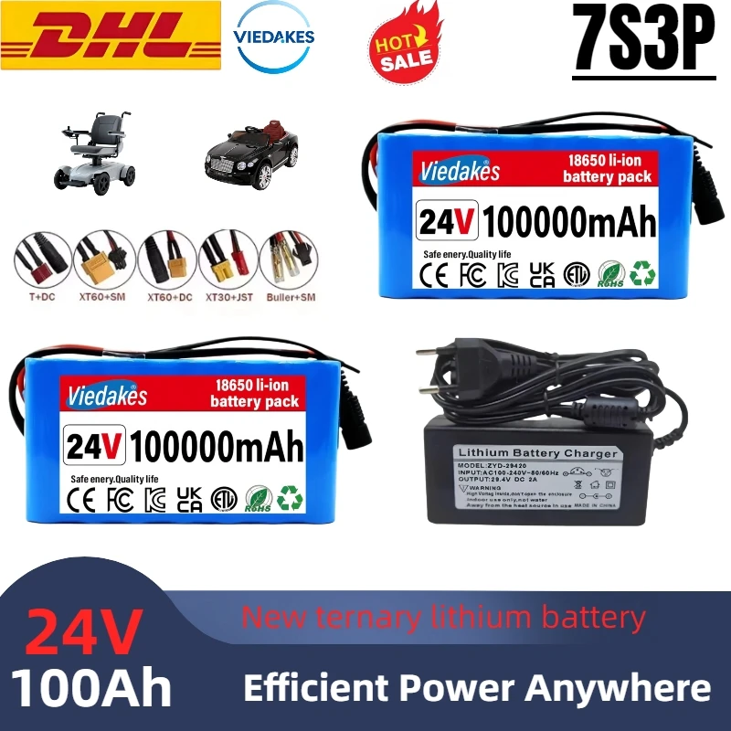 24V 7S3P 100Ah 29.4V Battery Pack 18650 Li-ion Battery with Balance BMS for Electric Bike Scooter Electric Wheelchair +Charge
24V 7S3P 100Ah 29.4V Battery Pack 18650 Li-ion Battery with Balance BMS for Electric Bike Scooter Electric Wheelchair +Charge