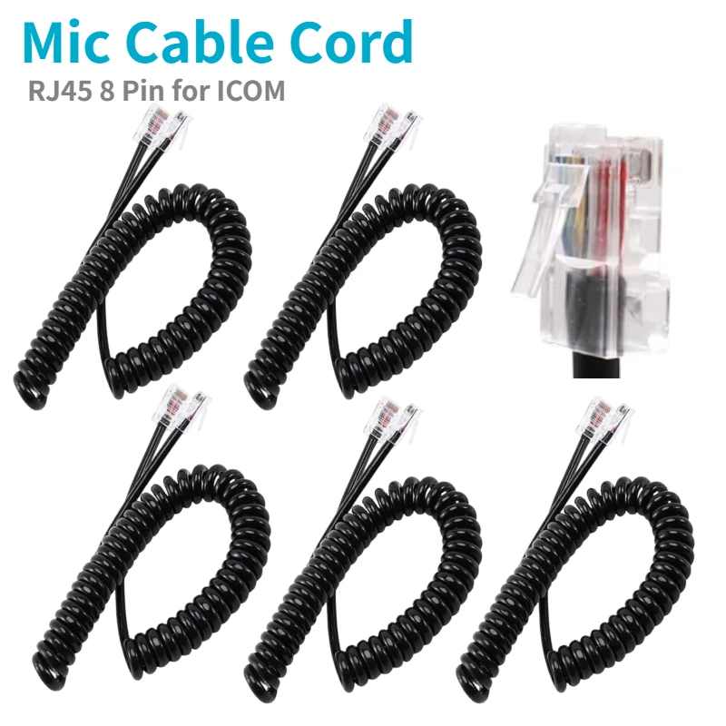 5PCS RJ45 8 Pin Microphone Mic Cable Cord for ICOM HM-151 HM-133V HM-133S HM-98 HM-207 IC-2300H IC-V8000 ID-5100A ID-4100A Radio
5PCS RJ45 8 Pin Microphone Mic Cable Cord for ICOM HM-151 HM-133V HM-133S HM-98 HM-207 IC-2300H IC-V8000 ID-5100A ID-4100A Radio