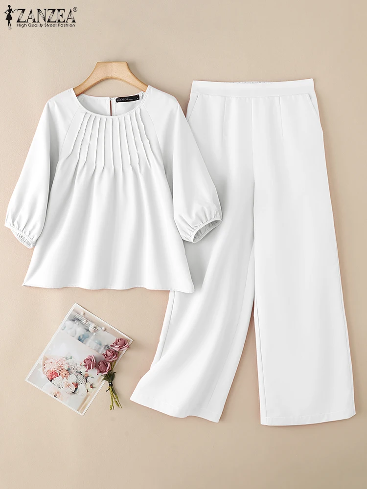ZANZEA Summer 2PCS Women Outfits Matching Sets Elegant Short Sleeve Blouse Pant Sets Casual Solid Work Tracksuits Oversize 2025
ZANZEA Summer 2PCS Women Outfits Matching Sets Elegant Short Sleeve Blouse Pant Sets Casual Solid Work Tracksuits Oversize 2025