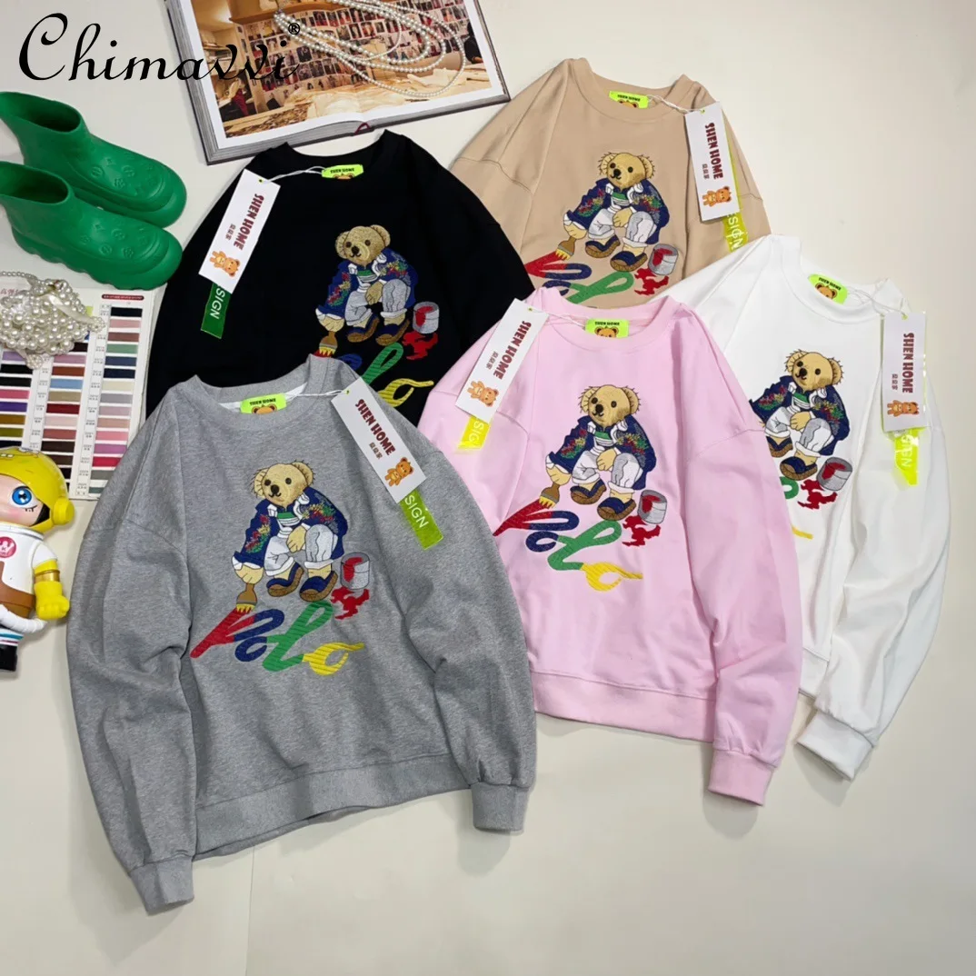 Fashion Bear Embroidered Couple Loose Round Neck Sweatshirts 2024 Autumn Winter Loose Mid-Length Long Sleeve Womens Hoodies
Fashion Bear Embroidered Couple Loose Round Neck Sweatshirts 2024 Autumn Winter Loose Mid-Length Long Sleeve Womens Hoodies