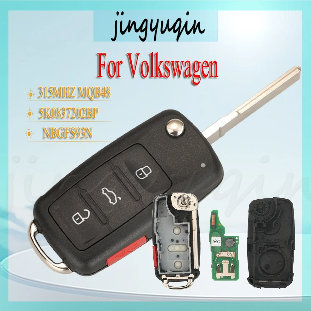 jingyuqin для Volkswagen, 3 + 1 ключ 5K0837202BP NBGFS93N Складной дистанционный ключ от машины Новый продукт 4 кнопки 315 МГц MQB48 Полностью умный
jingyuqin для Volkswagen, 3 + 1 ключ 5K0837202BP NBGFS93N Складной дистанционный ключ от машины Новый продукт 4 кнопки 315 МГц MQB48 Полностью умный