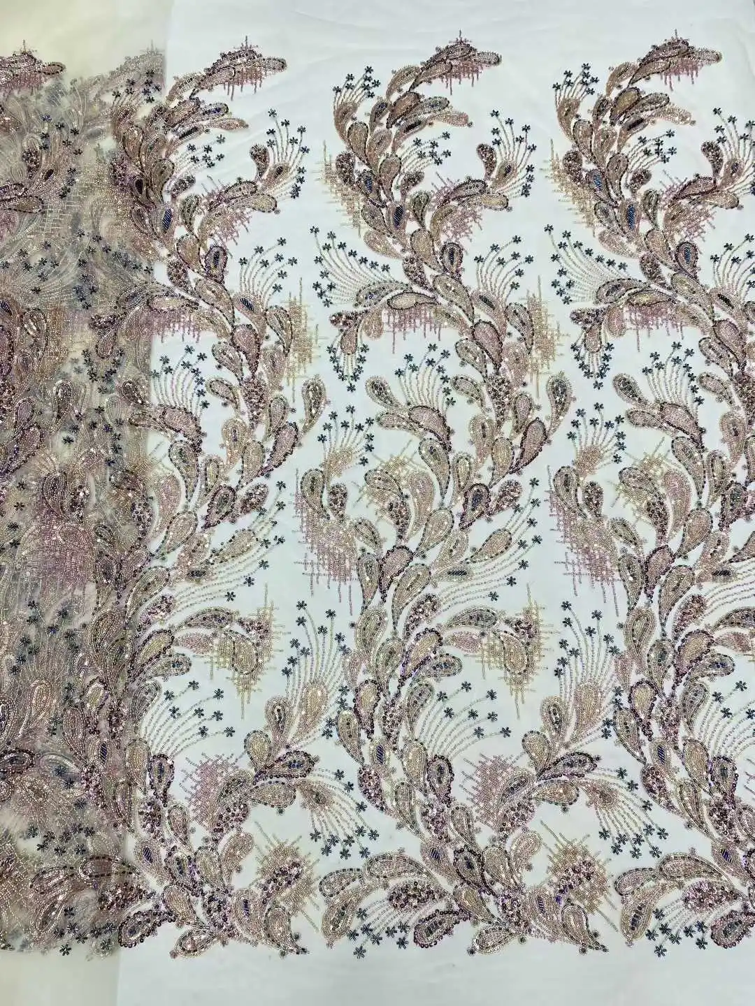 African Heavy Beaded Lace Fabric 2025 High Quality 5 Yards Sequins French Tulle Bead Lace for Wedding Party Dresses
African Heavy Beaded Lace Fabric 2025 High Quality 5 Yards Sequins French Tulle Bead Lace for Wedding Party Dresses