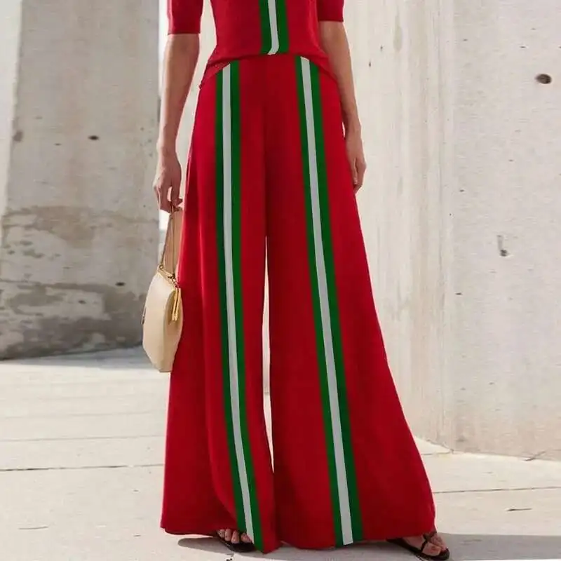 BabYoung Red Elastic Waist Wide Leg Contrast Color Long Pants Women 2025 Summer Spring Green White Striped Trousers Female
BabYoung Red Elastic Waist Wide Leg Contrast Color Long Pants Women 2025 Summer Spring Green White Striped Trousers Female