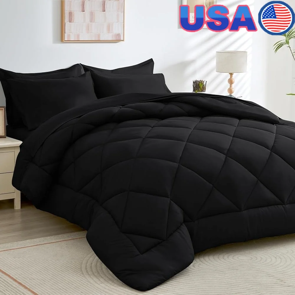 7-Piece Comforter Set Queen Ultra Soft Bedding Cloud-like Material Bed in a Bag with Fitted Sheet Flat Sheet Pillowcases
7-Piece Comforter Set Queen Ultra Soft Bedding Cloud-like Material Bed in a Bag with Fitted Sheet Flat Sheet Pillowcases