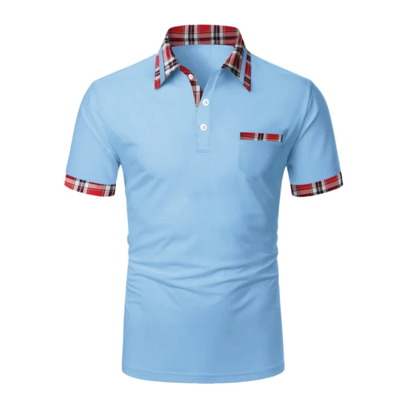 Summer Men's Short Sleeve T-shirt Plus Size Fashion Casual Slim Fit Plaid Color Matching Button Pocket Sports Polo Shirt
Summer Men's Short Sleeve T-shirt Plus Size Fashion Casual Slim Fit Plaid Color Matching Button Pocket Sports Polo Shirt