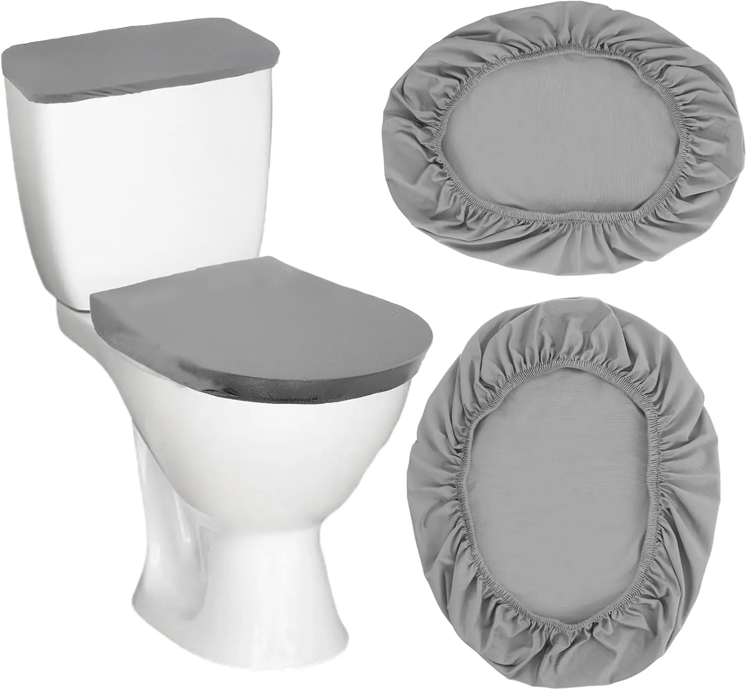 2-Pack Toilet Tank Lid Cover & Seat Cover Set, Washable Elastic Polyester Stretch Fit, Universal for Most Toilets, Dark Gray
2-Pack Toilet Tank Lid Cover & Seat Cover Set, Washable Elastic Polyester Stretch Fit, Universal for Most Toilets, Dark Gray