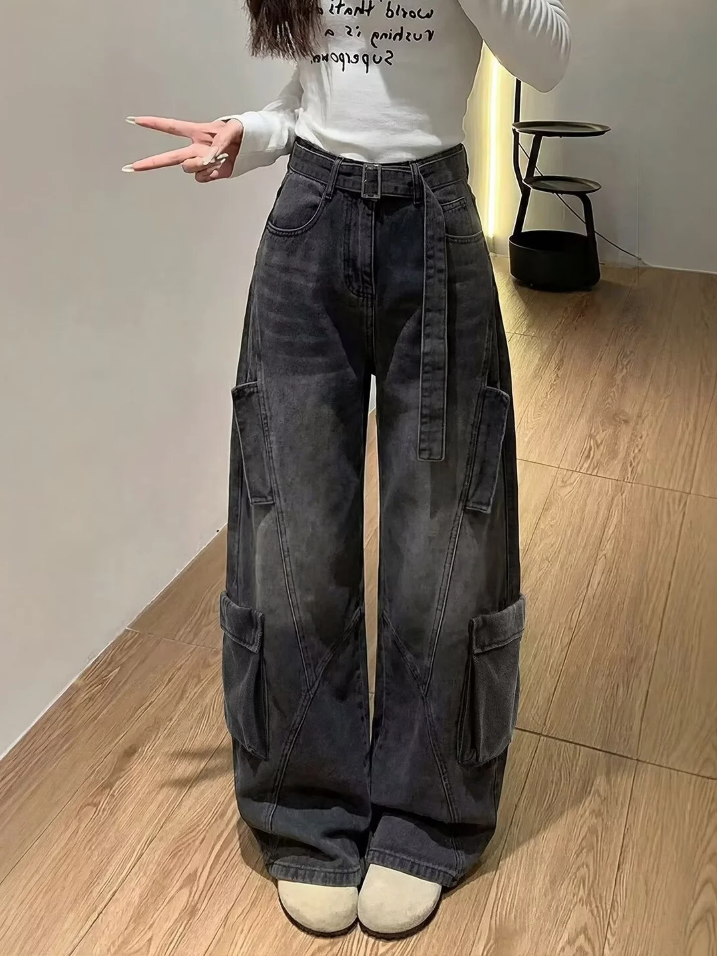 Black Belted Knife Straight Leg Jeans Unisex American Decoded Wide Leg Pants Multiple Pockets Casual Workwear
Black Belted Knife Straight Leg Jeans Unisex American Decoded Wide Leg Pants Multiple Pockets Casual Workwear