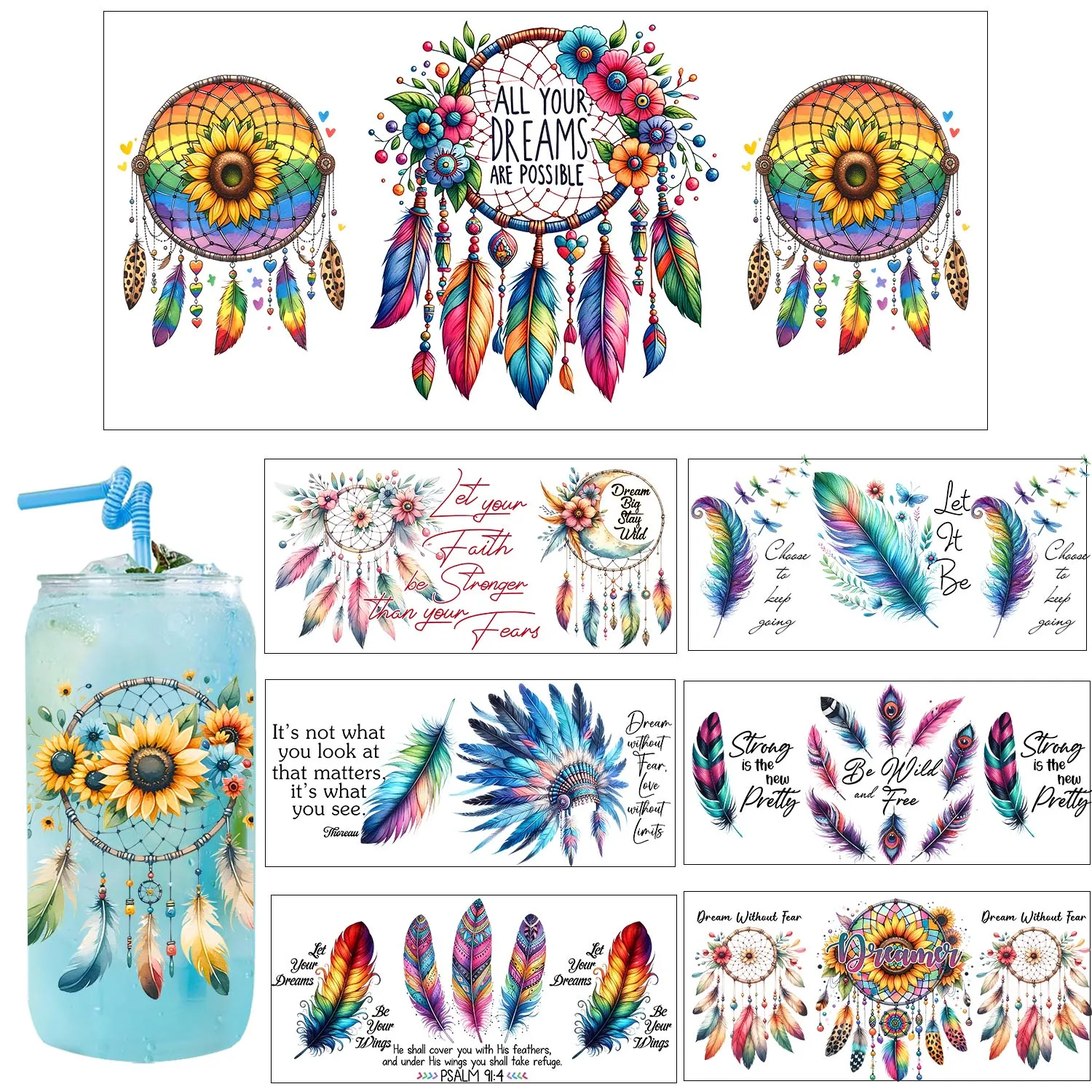 Bohemian feather Style easy peel waterproof DIY decoration decals 3D transfers uvdtf tumbler sticker 16oz uv dtf cup wraps
Bohemian feather Style easy peel waterproof DIY decoration decals 3D transfers uvdtf tumbler sticker 16oz uv dtf cup wraps