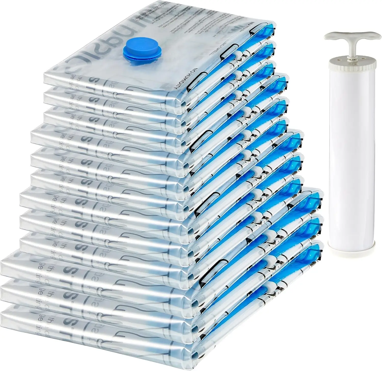 Vacuum Storage Bags with Hand Pump for Travel, Space Saving Compression for Clothes and Blankets, 12 Pack
Vacuum Storage Bags with Hand Pump for Travel, Space Saving Compression for Clothes and Blankets, 12 Pack