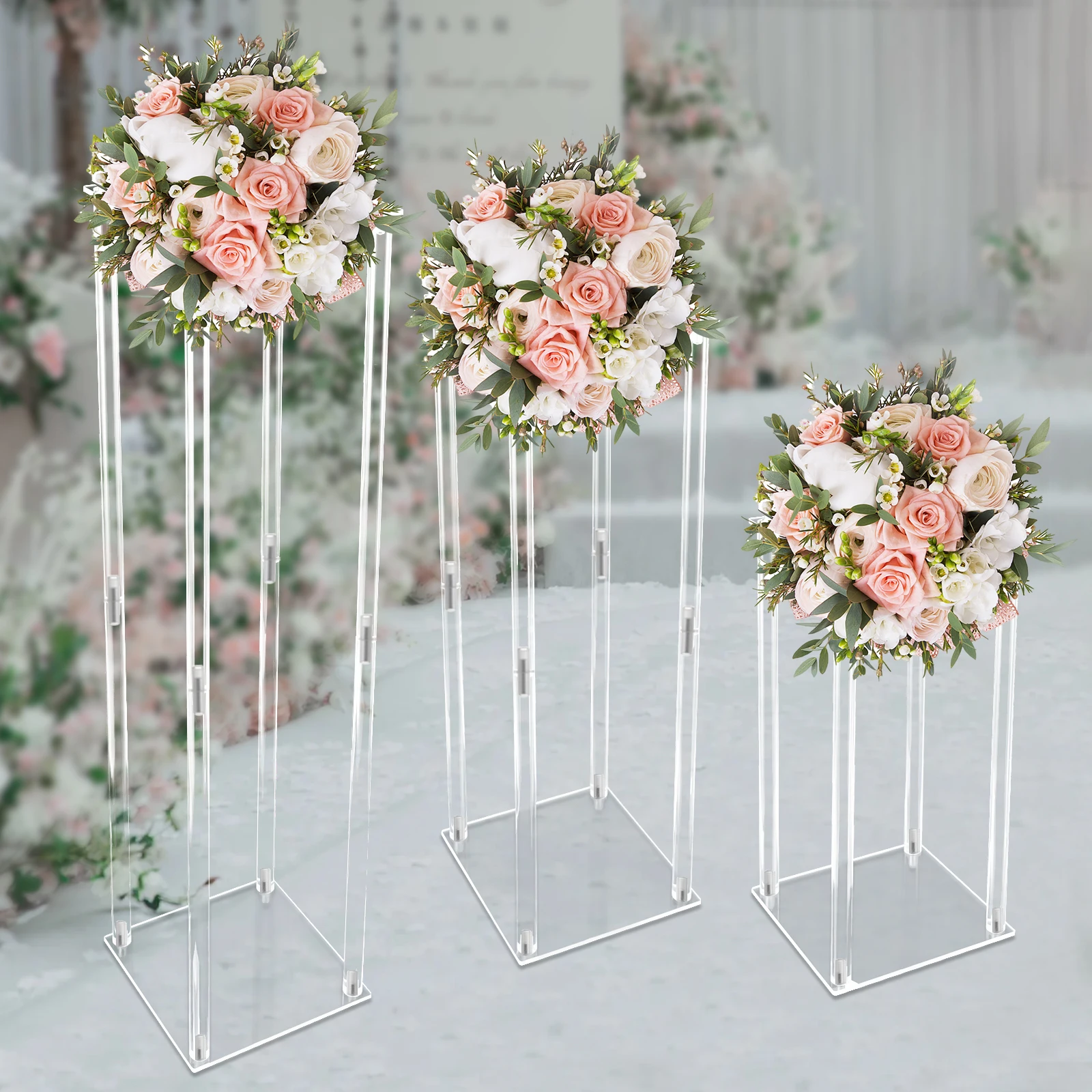 Acrylic Vase Wedding Centrepieces, 3 Pcs Clear Column Flower Display Stand, Geometric Display Stand for Home Decor
Acrylic Vase Wedding Centrepieces, 3 Pcs Clear Column Flower Display Stand, Geometric Display Stand for Home Decor