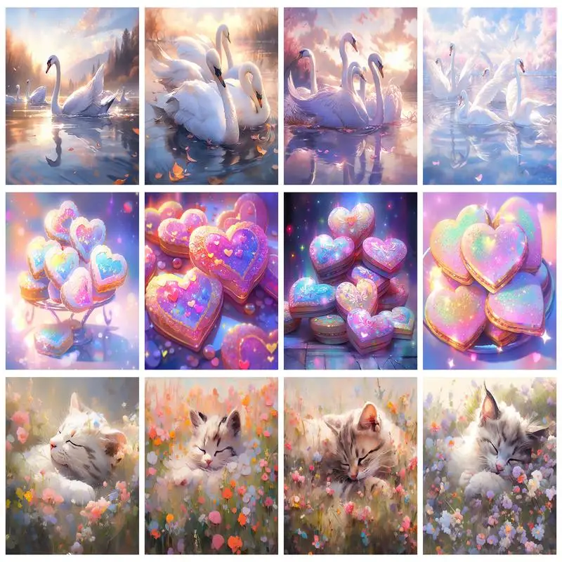 RUOPOTY 5D алмазная живопись Красочная любовь Полный Круглый/квадратный Пейзаж Вышивка крестиком Мозаика Декор