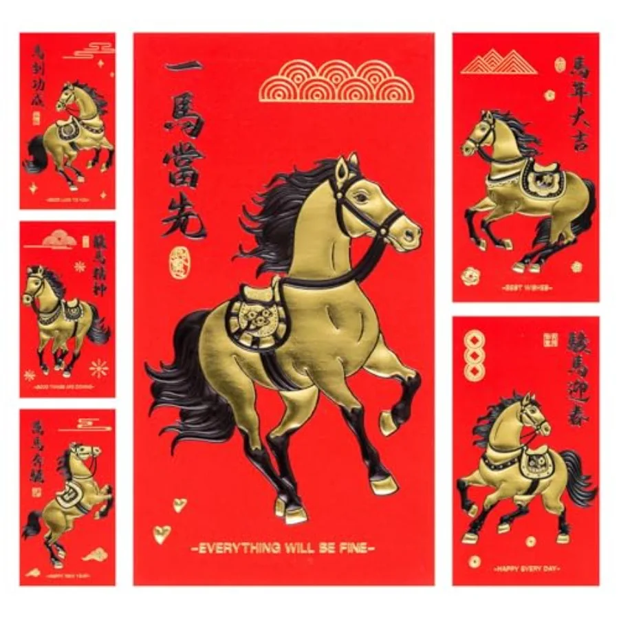 Lunar New Year Red Envelopes 2026 36 Pcs Year of the Horse Lucky Money Envelopes, Large 3.5" x 6.7" Traditional Chinese Hongbao
Lunar New Year Red Envelopes 2026 36 Pcs Year of the Horse Lucky Money Envelopes, Large 3.5" x 6.7" Traditional Chinese Hongbao