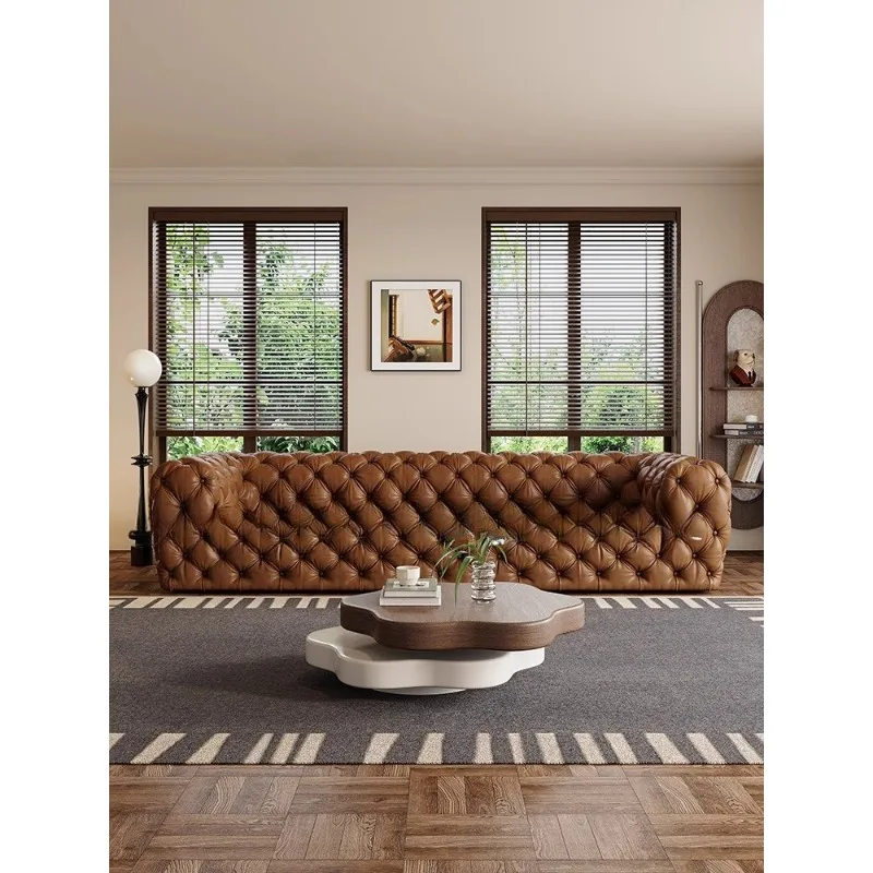 American light luxury leather sofa first layer cowhide living room oil wax leather villa Italian creative pull-up sofa
American light luxury leather sofa first layer cowhide living room oil wax leather villa Italian creative pull-up sofa