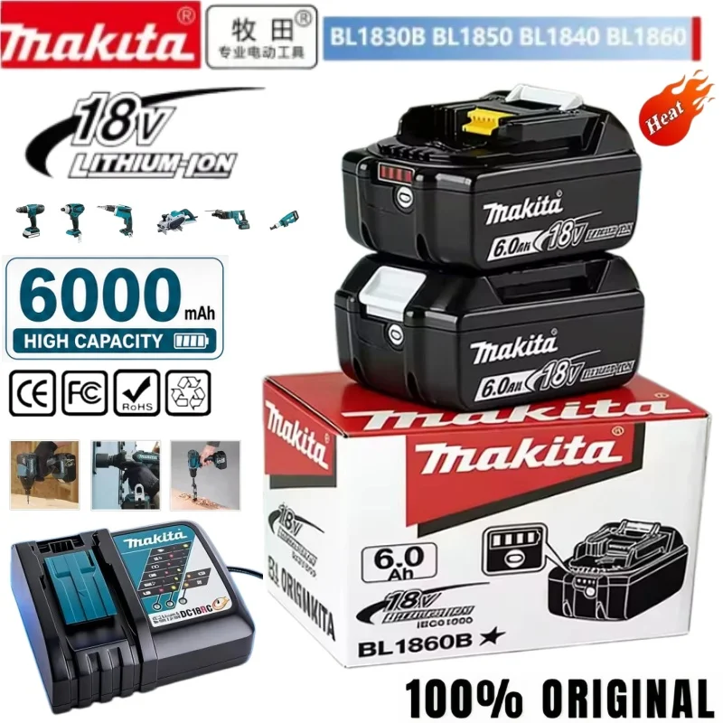 Original Makita LXT 18V 6.0Ah Rechargeable Battery Pack Universal Replacement for BL1815 BL1830 BL1840 BL1850 BL1860 Series
Original Makita LXT 18V 6.0Ah Rechargeable Battery Pack Universal Replacement for BL1815 BL1830 BL1840 BL1850 BL1860 Series