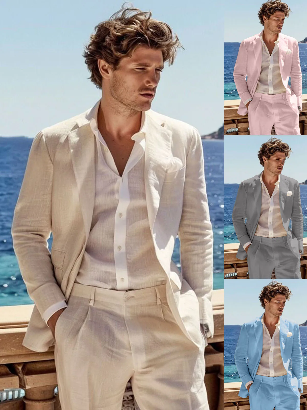 Summer Linen Casual Suits for Men Slim Fit Notched Lapal Solid Tuxedo Men Suit Costumes Homme Trajes Para Hombre Custom Man Suit
Summer Linen Casual Suits for Men Slim Fit Notched Lapal Solid Tuxedo Men Suit Costumes Homme Trajes Para Hombre Custom Man Suit