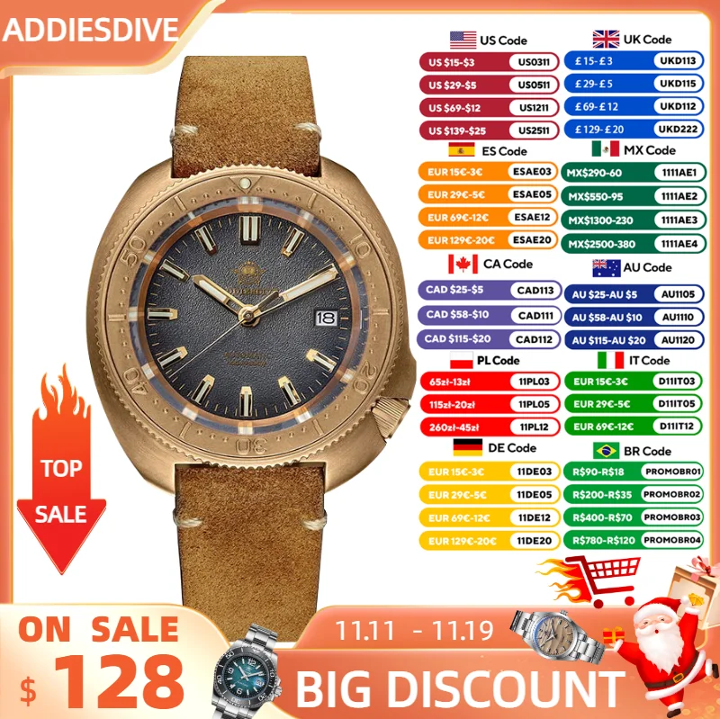 ADDIESDIVE New CUSN8 Bronze Men Watches Luxury Sapphire C3 Luminous 100m Waterproof Diving NH35 Automatic Mechanical Wristwatch
ADDIESDIVE New CUSN8 Bronze Men Watches Luxury Sapphire C3 Luminous 100m Waterproof Diving NH35 Automatic Mechanical Wristwatch