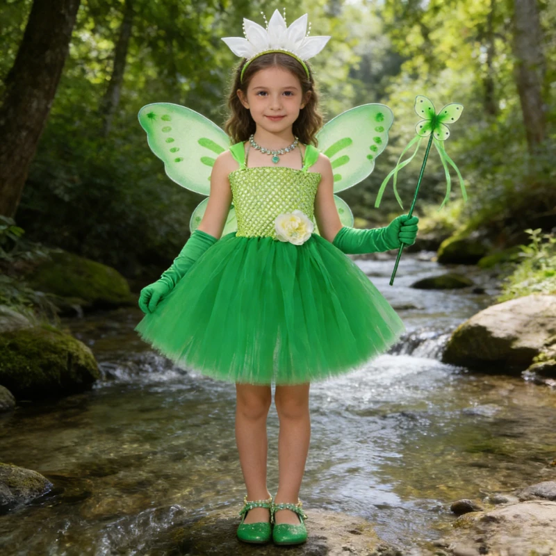 Green Lotus Flower Fairy Costume for Girls New Years Carnival Ballet Tutus Outfit Kids Frog Princess Dresses with Glittery Wings
Green Lotus Flower Fairy Costume for Girls New Years Carnival Ballet Tutus Outfit Kids Frog Princess Dresses with Glittery Wings