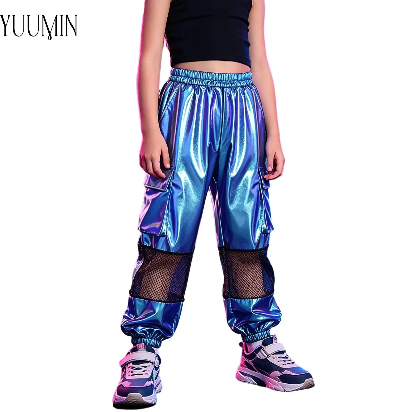 Kids Girls Metallic Sparkly Cargo Pants Stretchy with Pockets for Hip Hop Breaking Popping Locking Street Dance Competition
Kids Girls Metallic Sparkly Cargo Pants Stretchy with Pockets for Hip Hop Breaking Popping Locking Street Dance Competition