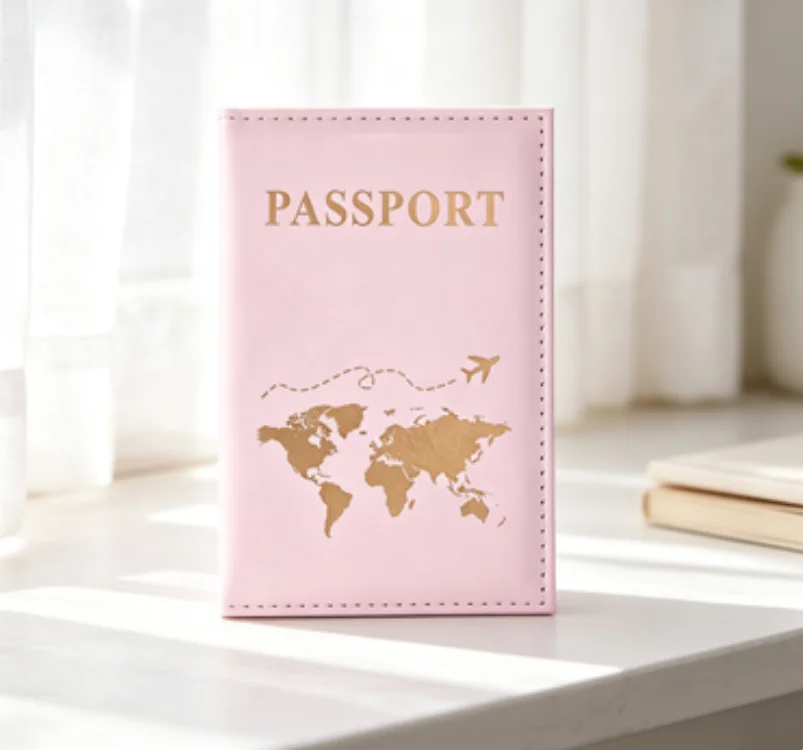 Travel-Themed Passport Cover - Durable PU Leather with Gold World Map Design
Travel-Themed Passport Cover - Durable PU Leather with Gold World Map Design