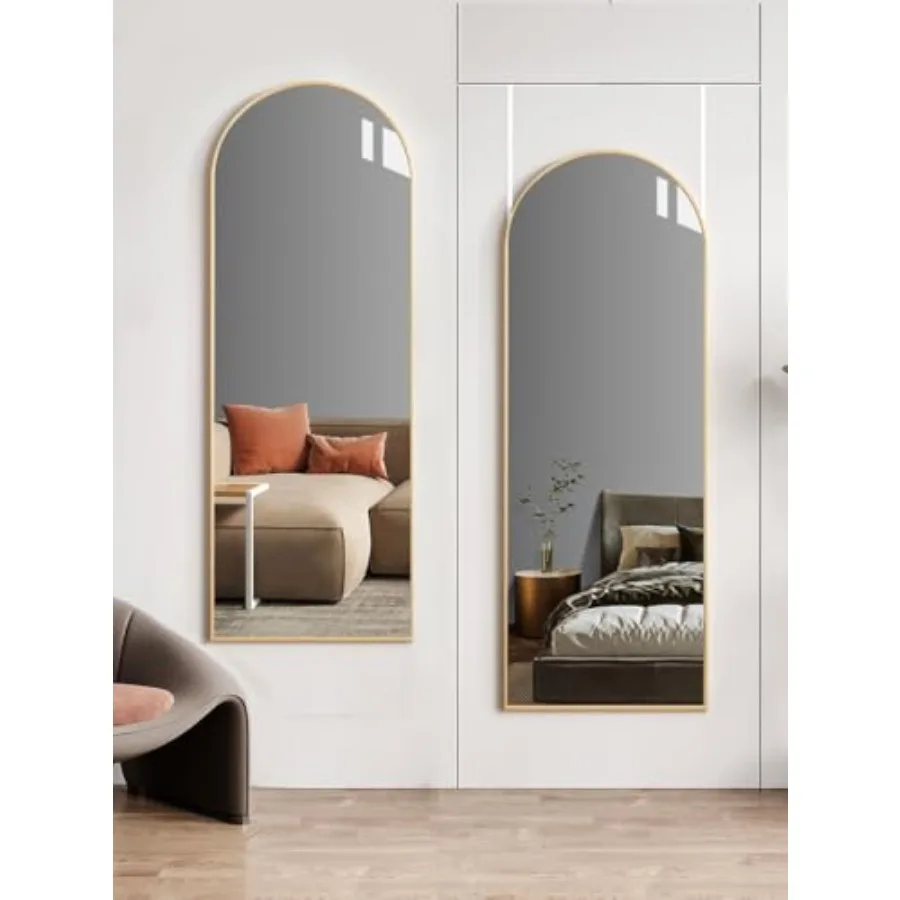Arched Full Length Mirror, 48"x14", Tempered Shatterproof Glass and Aluminum Frame, Over Door or Wall Mounted, No Drill Install
Arched Full Length Mirror, 48"x14", Tempered Shatterproof Glass and Aluminum Frame, Over Door or Wall Mounted, No Drill Install