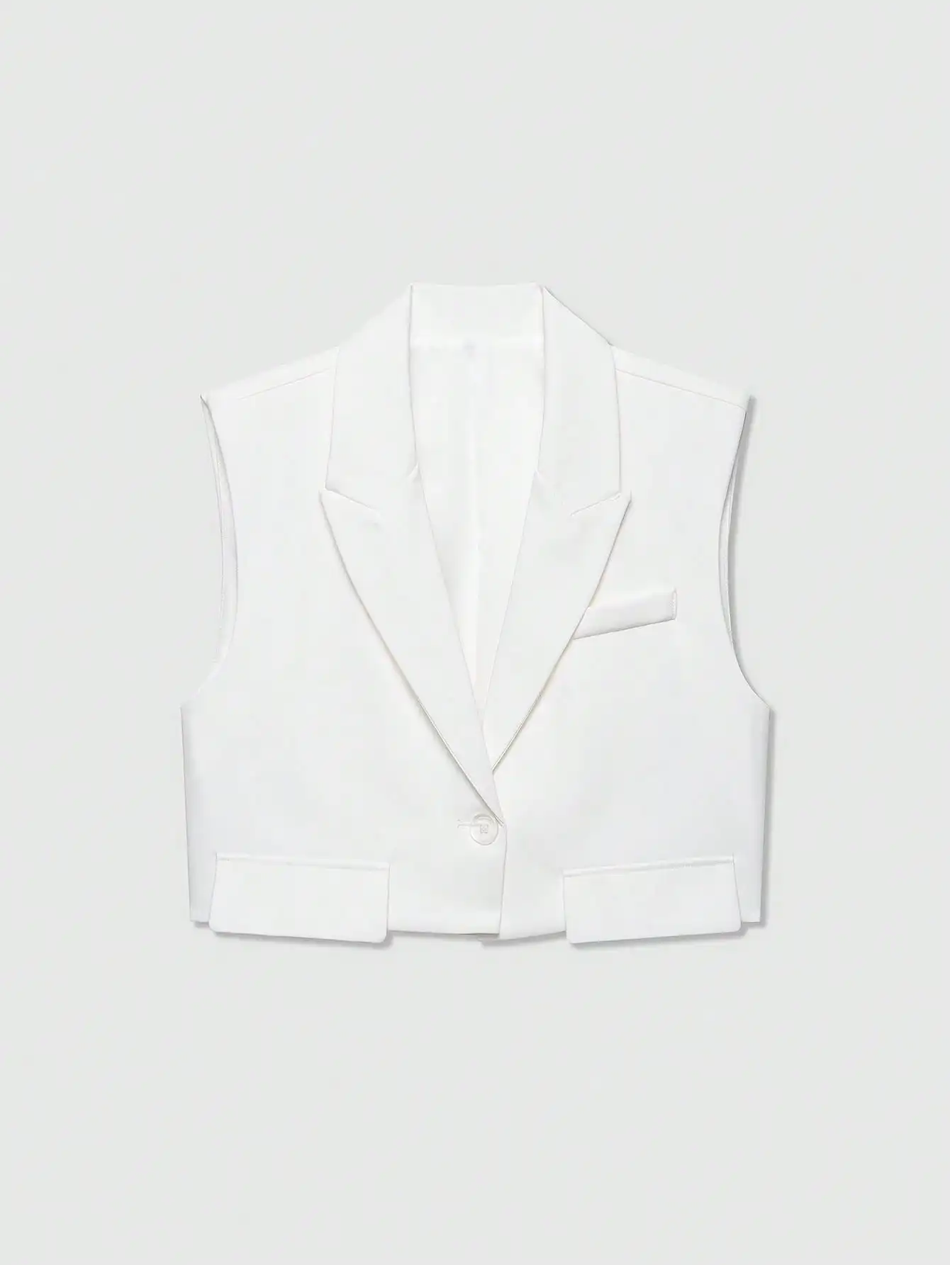 Women's White Lapel Collar Single Button Vest Jacket for Casual or Office Wear
Women's White Lapel Collar Single Button Vest Jacket for Casual or Office Wear