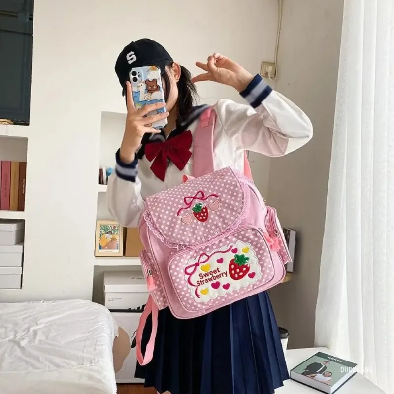Pink Embroidery Strawberry Children's Schoolbag Student Birthday Gift 2026 New Fashion Kawaii Cartoon Pink Backpack Book Bags
Pink Embroidery Strawberry Children's Schoolbag Student Birthday Gift 2026 New Fashion Kawaii Cartoon Pink Backpack Book Bags