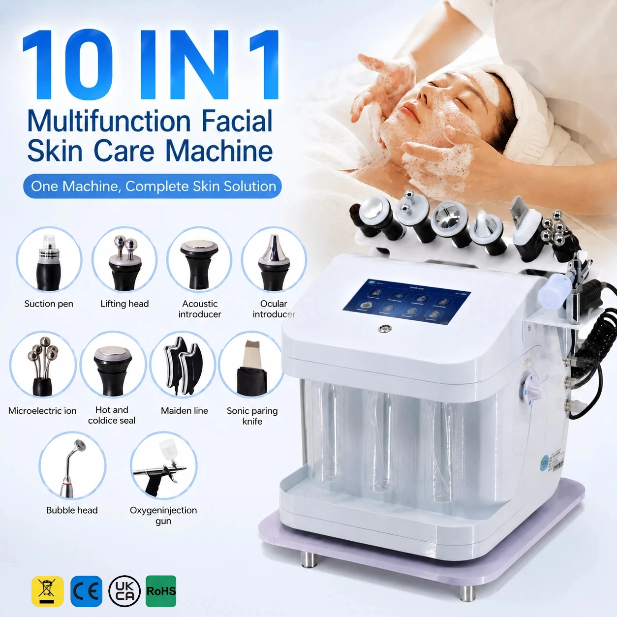 10 in 1 Deep Pore Cleaning Facial Cleansing Machine H2O2 Beauty Skin Dermabrasion Peel Oxygen Jet Beauty Equipment for Face Neck
10 in 1 Deep Pore Cleaning Facial Cleansing Machine H2O2 Beauty Skin Dermabrasion Peel Oxygen Jet Beauty Equipment for Face Neck