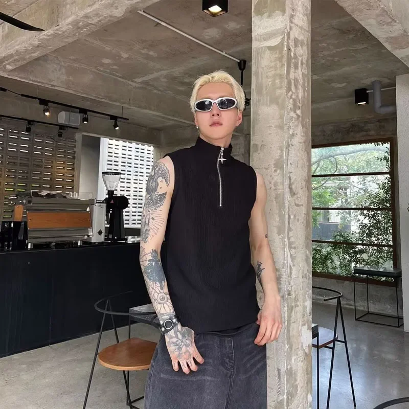 LIBIELIY Half High Neck Zipper Vest Men's Trendy Brand Design Sleeveless T-shirt Ice Threaded Vest Cool Bottoming Vest
LIBIELIY Half High Neck Zipper Vest Men's Trendy Brand Design Sleeveless T-shirt Ice Threaded Vest Cool Bottoming Vest