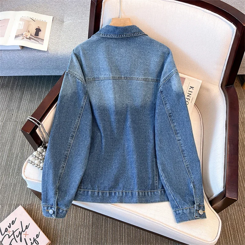 Spring Autumn Casual Vintage Washed Blue Denim Jacket Women Cowboy Outerwear Loose Lapel Long Sleeve Jeans Jacket Chaqueta Mujer
Spring Autumn Casual Vintage Washed Blue Denim Jacket Women Cowboy Outerwear Loose Lapel Long Sleeve Jeans Jacket Chaqueta Mujer