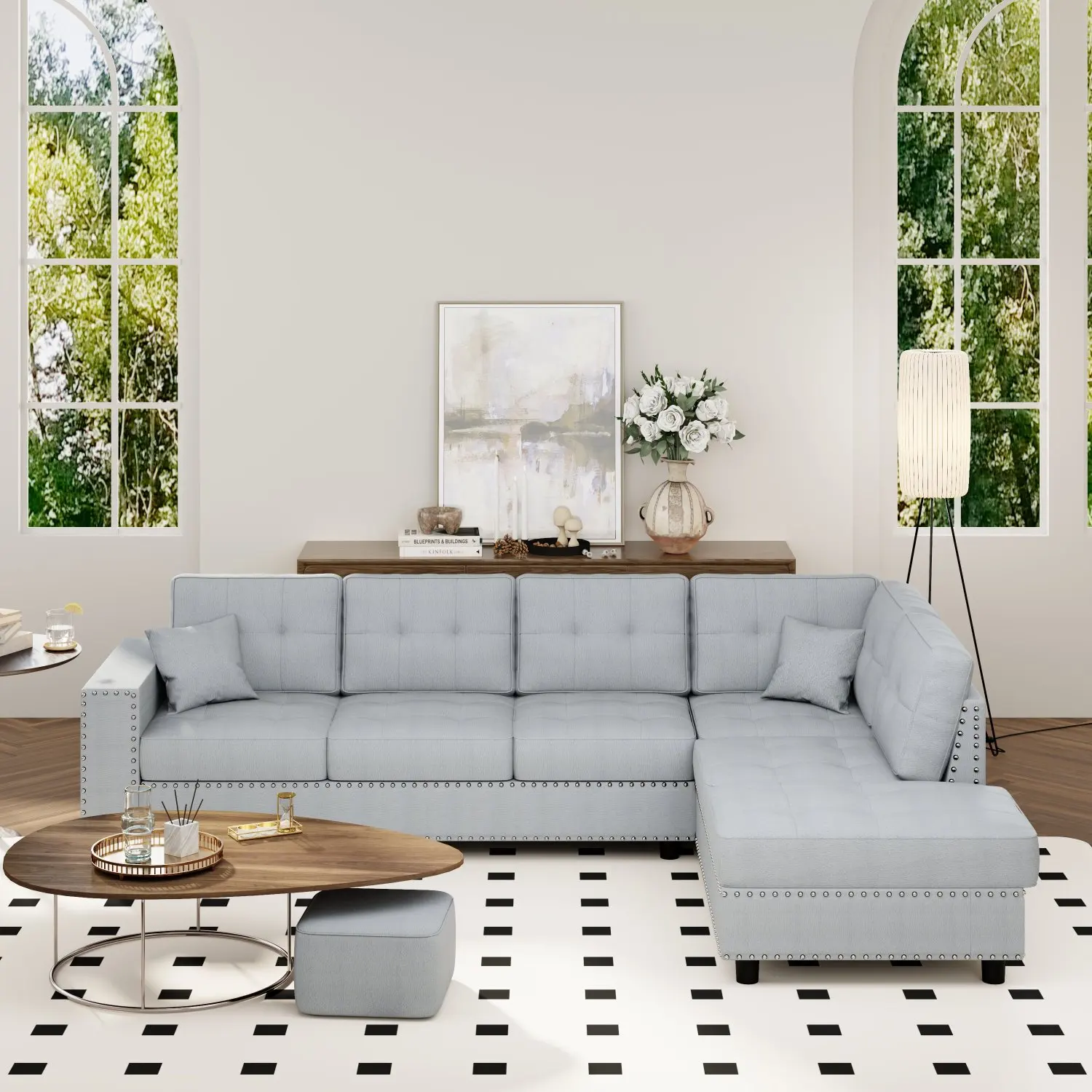 U_Style 109.2''L-shaped Modular Sectional Sofa with Removable Back Cushions and 2 Pillows, Suitable for Living rooms, Offices, a
U_Style 109.2''L-shaped Modular Sectional Sofa with Removable Back Cushions and 2 Pillows, Suitable for Living rooms, Offices, a