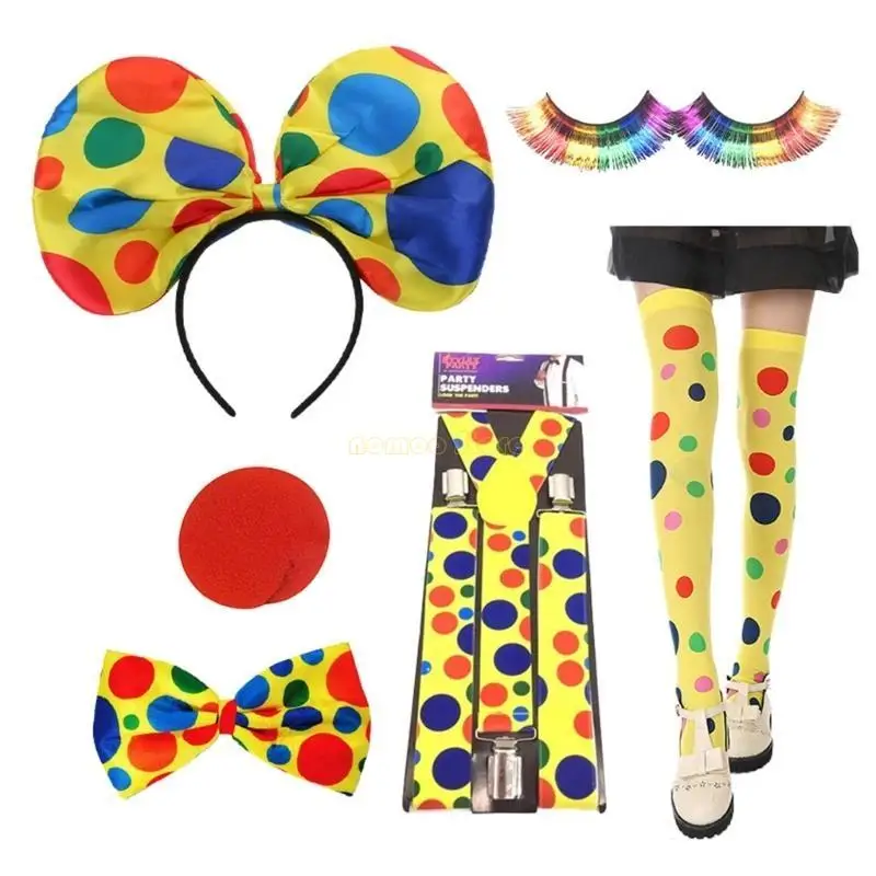 31BF Adults Clown Costume with Hat Collar Gloves Shulder Bag Gloves Vest Suspenders Red Nose for Masquerade Halloween Costume
31BF Adults Clown Costume with Hat Collar Gloves Shulder Bag Gloves Vest Suspenders Red Nose for Masquerade Halloween Costume