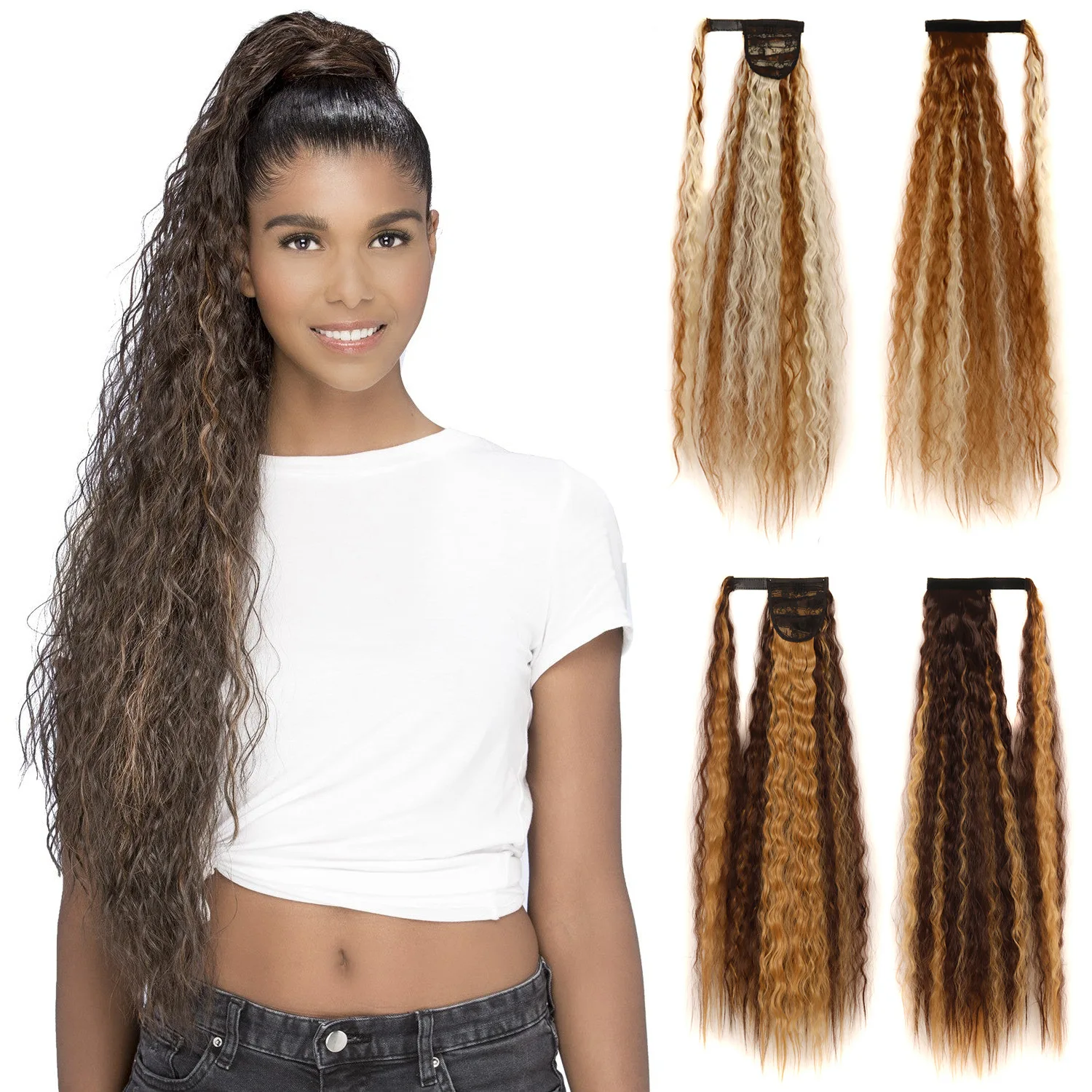 Synthetic Long Ponytail Hairpiece for Women, Velcro Corn Wave, Fluffy Curly Ponytail, Heat Resistant Cosplay Extension, Daily
Synthetic Long Ponytail Hairpiece for Women, Velcro Corn Wave, Fluffy Curly Ponytail, Heat Resistant Cosplay Extension, Daily