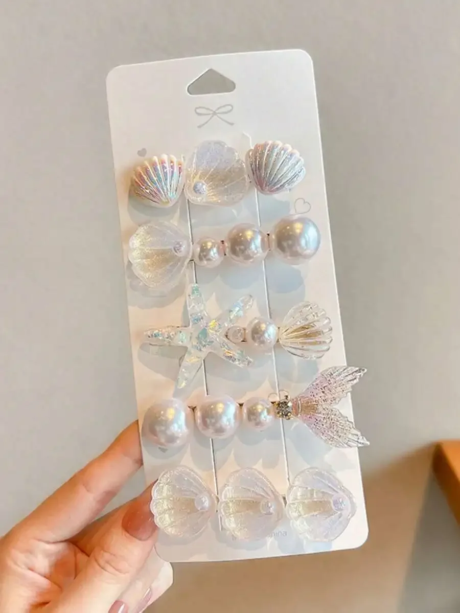5pcs Mermaid Theme Hair Clips For Women Shell Starfish Pearl Hairpins Ocean Style Accessories
5pcs Mermaid Theme Hair Clips For Women Shell Starfish Pearl Hairpins Ocean Style Accessories