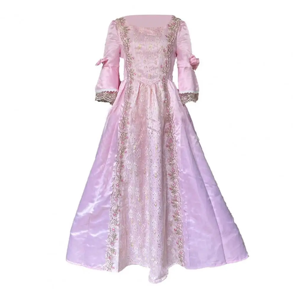 Hem Dress Elegant Retro Style Lace Bell Sleeve Evening Dress for Women Performance Stage Show Ball Gown with Bow for Halloween
Hem Dress Elegant Retro Style Lace Bell Sleeve Evening Dress for Women Performance Stage Show Ball Gown with Bow for Halloween