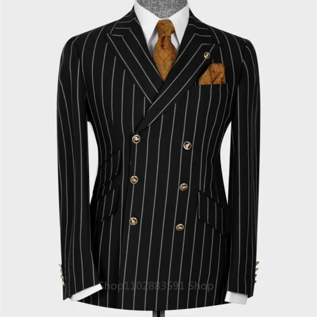 Black Striped Latest Design 6 Buttons Men Suits Double Breasted Slim Fit Jacket Blazer Only Business Formal Costume Homme
Black Striped Latest Design 6 Buttons Men Suits Double Breasted Slim Fit Jacket Blazer Only Business Formal Costume Homme
